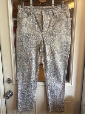 Chico's Neutral Snake-Print Skinny Pants in Gray and Cream